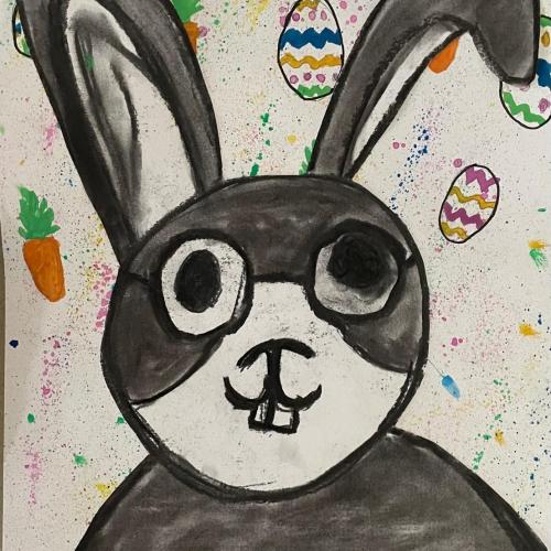 Osterhasen-Kohlezeichnung 1i